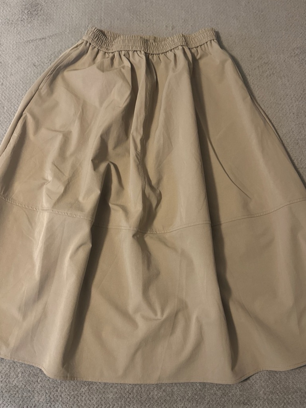 Elastic-Waist A-Line Skirt — Tan